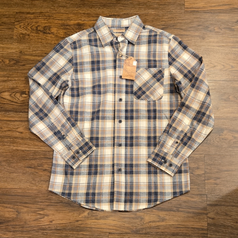 Telluride Men's Gray and Beige Plaid Button-Down Shirt